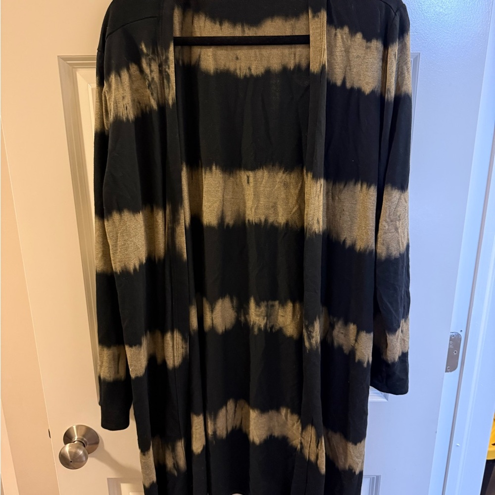 Maurices Black and Tan Tie-Dye Cardigan